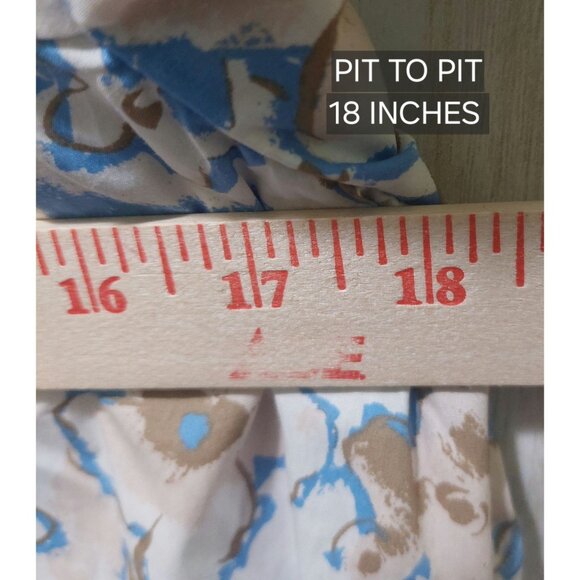 NWT Voy Blue/Brown Floral Escape Bubble Sleeve Tiered Dress~SMALL - Picture 7 of 8